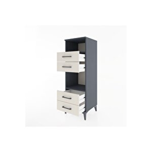 Hyperion Dolap 2 Raflı 4 Çekmeceli 44x44x134 Antrasit-aytaşı