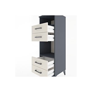 Hyperion Dolap 2 Raflı 4 Çekmeceli 44x44x134 Antrasit-aytaşı