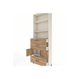 Arges Dolap 4 Raflı 3 Çekmeceli 2 Kapaklı 88x30x243 Aytaşı-çam