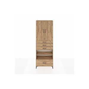 Arges Dolap 5 Raflı 4 Çekmeceli 2 Kapaklı 88x30x243 Çam-çam