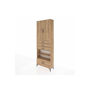 Arges Dolap 5 Raflı 4 Çekmeceli 2 Kapaklı 88x30x243 Çam-çam