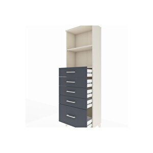 Arges Dolap 2 Raflı 5 Çekmeceli 60x30x182 Aytaşı-antrasit