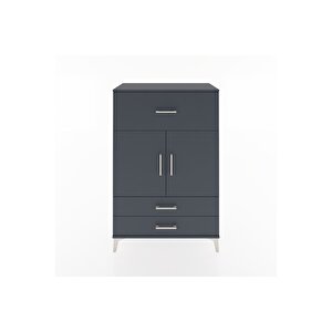Hyperion Dolap 2 Raflı 3 Çekmeceli 2 Kapaklı 88x44x134 Antrasit-antrasit