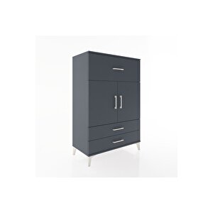 Hyperion Dolap 2 Raflı 3 Çekmeceli 2 Kapaklı 88x44x134 Antrasit-antrasit