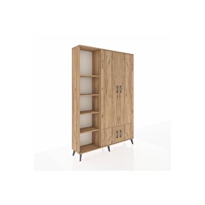 Arges Gardrop 6 Raflı 4 Kapaklı Tek Askılı 132x30x195 Çam-çam