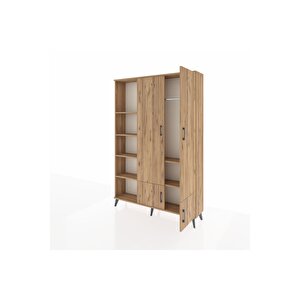 Arges Gardrop 6 Raflı 4 Kapaklı Tek Askılı 132x30x195 Çam-çam