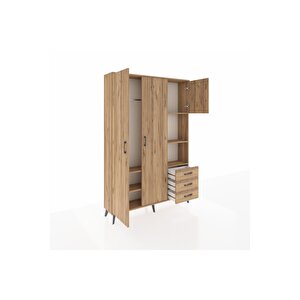 Arges Gardrop 5 Raflı 3 Çekmeceli Tek Askılı 132x30x195 Çam-çam