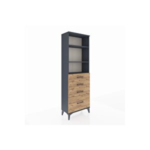 Arges Dolap 3 Raflı 4 Çekmeceli 60x30x182 Antrasit-çam