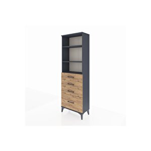 Arges Dolap 3 Raflı 4 Çekmeceli 60x30x182 Antrasit-çam