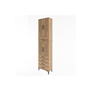 Arges Dolap 4 Raflı 5 Çekmeceli 4 Kapaklı 60x30x243 Çam-çam