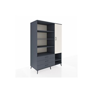 Kronos Dolap 9 Raflı 3 Çekmeceli Tek Kapaklı  132x59x195 Antrasit-aytaşı/antrasit