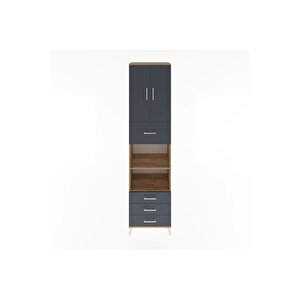 Hyperion Dolap 4 Raflı 4 Çekmeceli 2 Kapaklı 60x44x243 Çam-antrasit