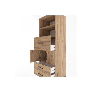 Hyperion Dolap 3 Raflı 3 Çekmeceli 2 Kapaklı 60x44x163 Çam-çam