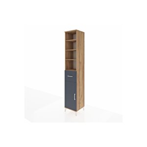 Hyperion Dolap 5 Raflı Tek Çekmeceli Tek Kapaklı 44x44x243 Çam-antrasit