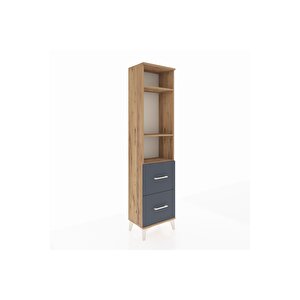 Arges Dolap 3 Raflı 2 Çekmeceli 44x30x182 Çam-antrasit