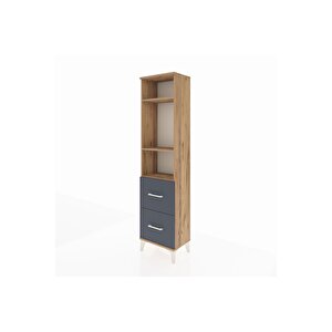 Arges Dolap 3 Raflı 2 Çekmeceli 44x30x182 Çam-antrasit