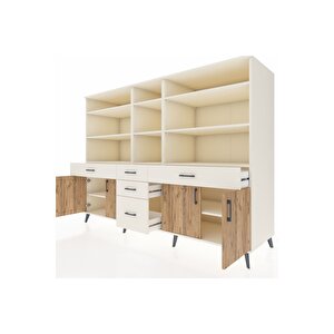 Kronos Dolap 11 Raflı 5 Çekmeceli 4 Kapaklı 220x59x163 Aytaşı-çam/aytaşı