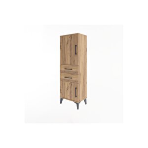 Arges Dolap 2 Raflı 2 Çekmeceli 2 Kapaklı 44x30x134 Çam-çam