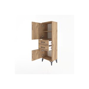 Arges Dolap 2 Raflı 2 Çekmeceli 2 Kapaklı 44x30x134 Çam-çam