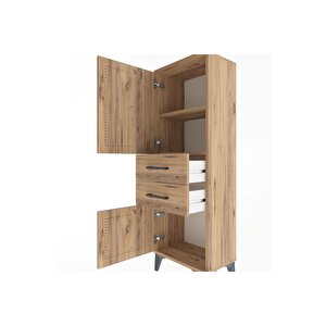 Arges Dolap 2 Raflı 2 Çekmeceli 2 Kapaklı 44x30x134 Çam-çam