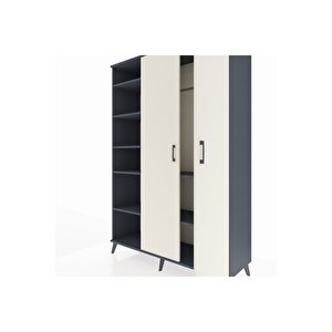 Hyperion Dolap 7 Raflı 2 Kapaklı Tek Askılı 132x44x195 Antrasit-aytaşı/antrasit