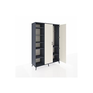 Hyperion Dolap 7 Raflı 2 Kapaklı Tek Askılı 132x44x195 Antrasit-aytaşı/antrasit