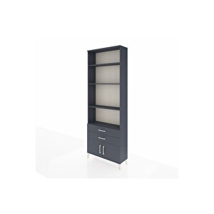 Arges Dolap 4 Raflı 2 Çekmeceli 2 Kapaklı 88x30x243 Antrasit-antrasit