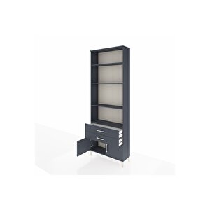 Arges Dolap 4 Raflı 2 Çekmeceli 2 Kapaklı 88x30x243 Antrasit-antrasit