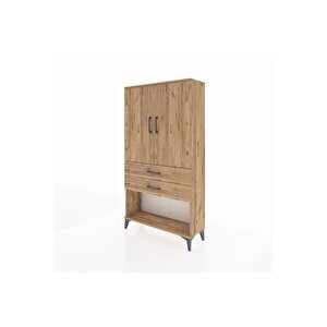 Arges Dolap Tek Raflı 2 Çekmeceli Tek Askılı 88x30x163 Çam-çam