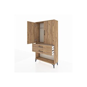 Arges Dolap Tek Raflı 2 Çekmeceli Tek Askılı 88x30x163 Çam-çam