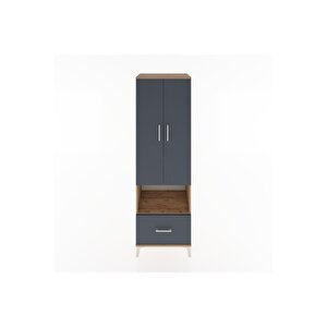 Hyperion Dolap 3 Raflı Tek Çekmeceli Tek Askılı 60x44x195 Çam-antrasit