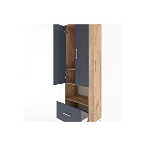 Hyperion Dolap 3 Raflı Tek Çekmeceli Tek Askılı 60x44x195 Çam-antrasit