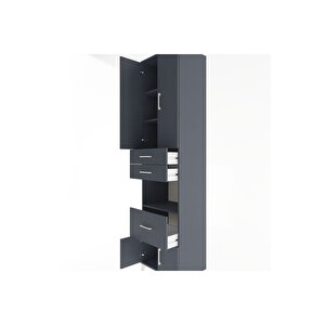 Hyperion Dolap 4 Raflı 3 Çekmeceli 4 Kapaklı 60x44x243 Antrasit-antrasit