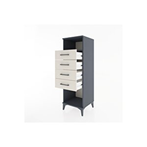 Hyperion Dolap Tek Raflı 4 Çekmeceli 44x44x134 Antrasit-aytaşı