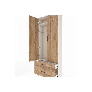 Arges Dolap 2 Raflı 2 Çekmeceli Tek Askılı 88x30x221 Aytaşı-çam