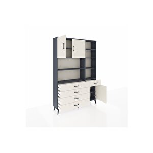 Arges Gardrop 9 Raflı 5 Çekmeceli 3 Kapaklı 132x30x195 Antrasit-aytaşı