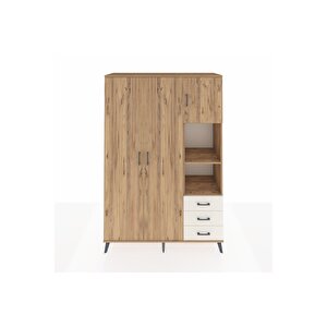 Hyperion Dolap 5 Raflı 3 Çekmeceli Tek Askılı 132x44x195 Çam-çam/aytaşı