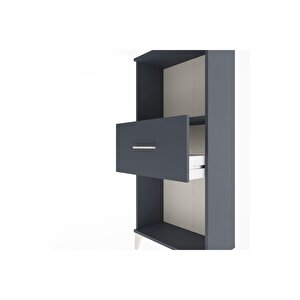 Arges Dolap Tek Raflı Tek Çekmeceli 60x30x134 Antrasit-antrasit