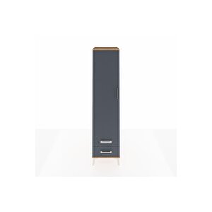 Kronos Dolap 4 Raflı 2 Çekmeceli Tek Kapaklı 44x59x182 Çam-antrasit