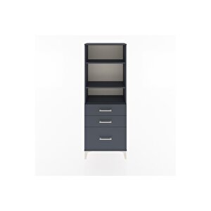 Arges Dolap 3 Raflı 3 Çekmeceli 60x30x163 Antrasit-antrasit