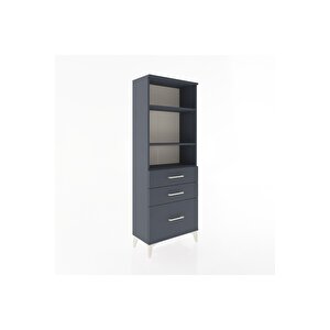 Arges Dolap 3 Raflı 3 Çekmeceli 60x30x163 Antrasit-antrasit