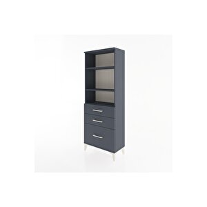 Arges Dolap 3 Raflı 3 Çekmeceli 60x30x163 Antrasit-antrasit