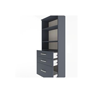 Arges Dolap 3 Raflı 3 Çekmeceli 60x30x163 Antrasit-antrasit
