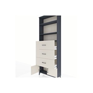 Arges Dolap 3 Raflı 3 Çekmeceli 2 Kapaklı 88x30x243 Antrasit-aytaşı