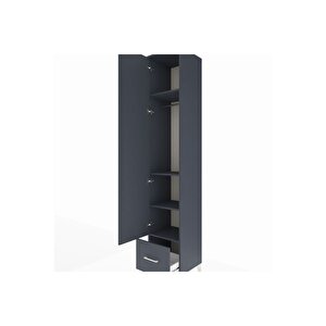 Hyperion Dolap 4 Raflı Tek Çekmeceli Tek Askılı 44x44x243 Antrasit-antrasit