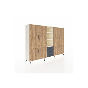 Hyperion Dolap 11 Raflı 3 Çekmeceli 8 Kapaklı 220x44x163 Aytaşı-çam/antrasit