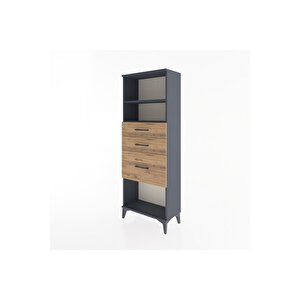 Arges Dolap 2 Raflı 3 Çekmeceli 60x30x163 Antrasit-çam