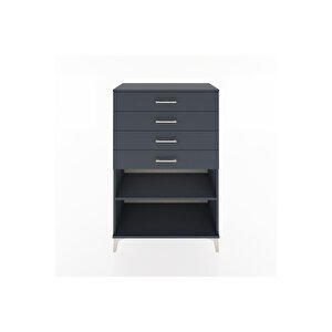 Hyperion Dolap Tek Raflı 4 Çekmeceli 88x44x134 Antrasit-antrasit