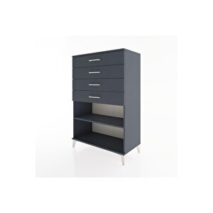 Hyperion Dolap Tek Raflı 4 Çekmeceli 88x44x134 Antrasit-antrasit
