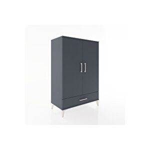 Hyperion Dolap 3 Raflı Tek Çekmeceli 2 Kapaklı 88x44x134 Antrasit-antrasit